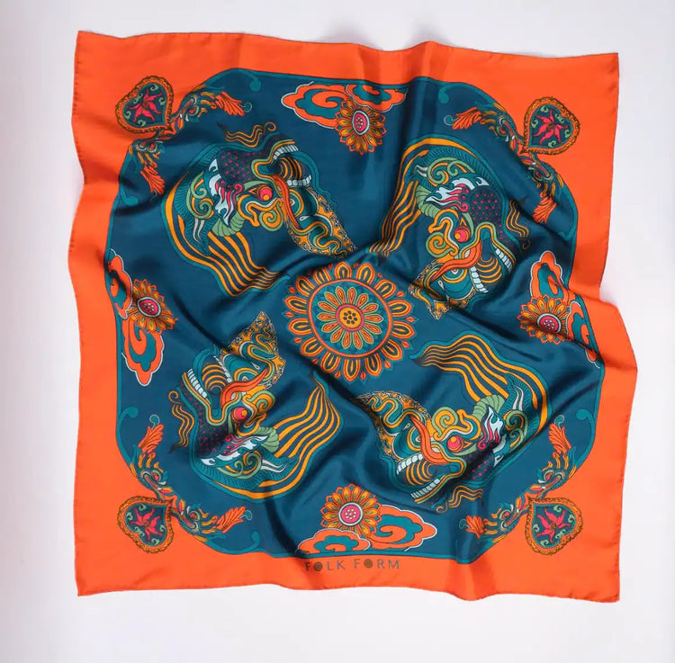 Fragrant Cloud Dragon Dream Silk Scarf (90cm)