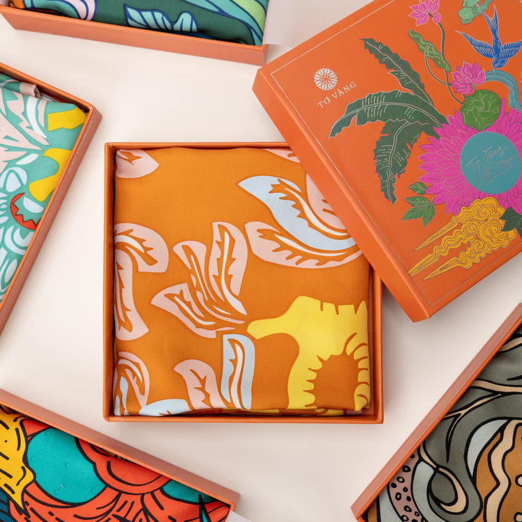 Garden of Youth Silk Scarf/ Shiny Amber