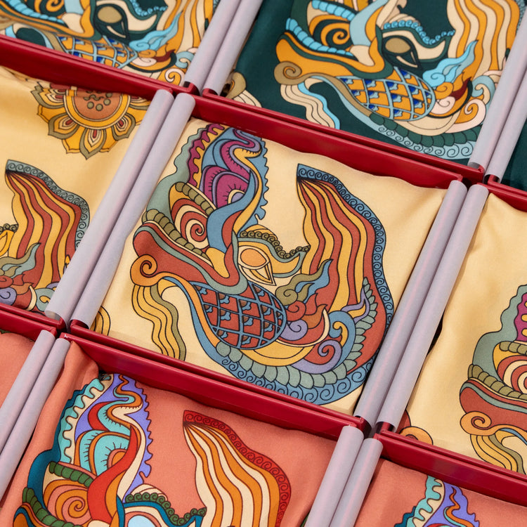 Dragon’s Jade in Clouds Silk Scarf (100cm)