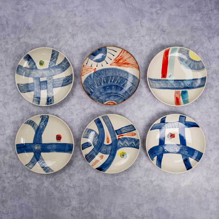 Unique Ceramic Plate Set - Folk Rhythm