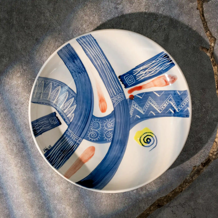 Unique Ceramic Plate Set - Folk Rhythm