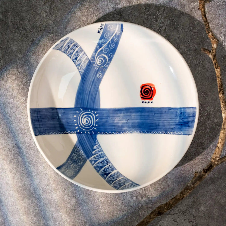 Unique Ceramic Plate Set - Folk Rhythm