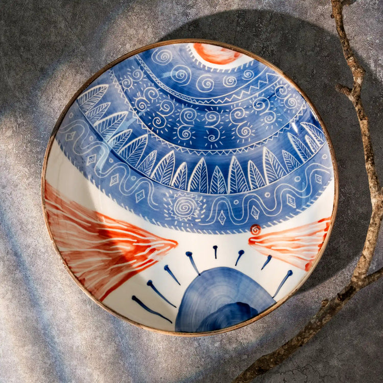 Unique Ceramic Plate Set - Folk Rhythm