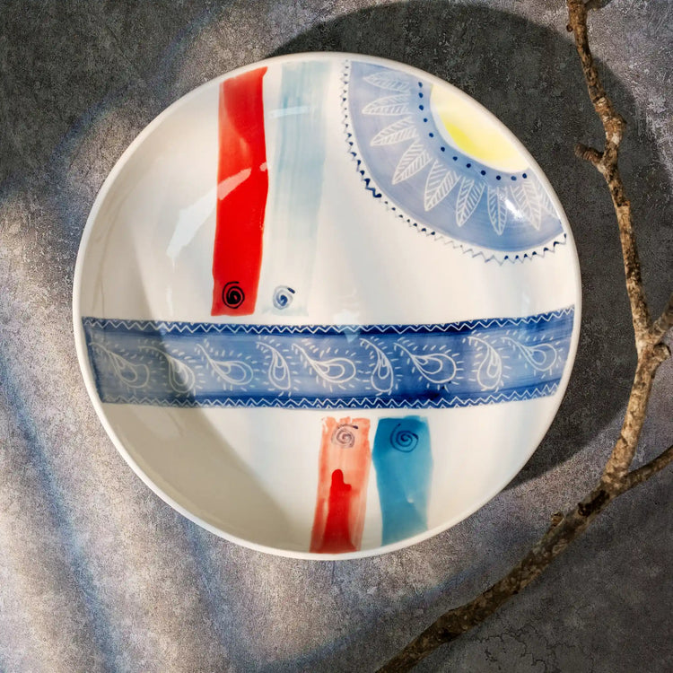 Unique Ceramic Plate Set - Folk Rhythm