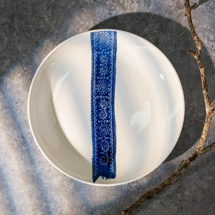 Unique Ceramic Plate Set - Indigo Dream