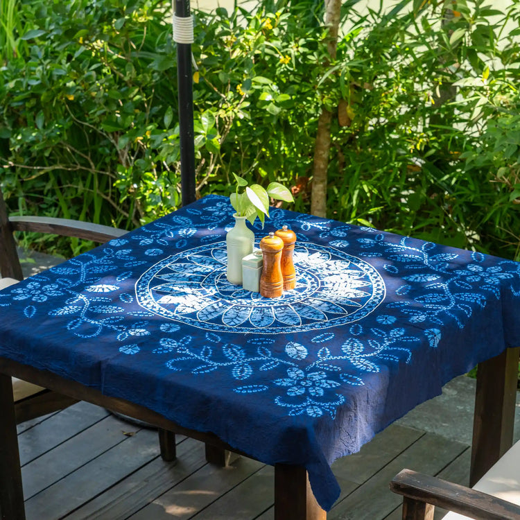 Indigo-Dyed Brocade Painting
