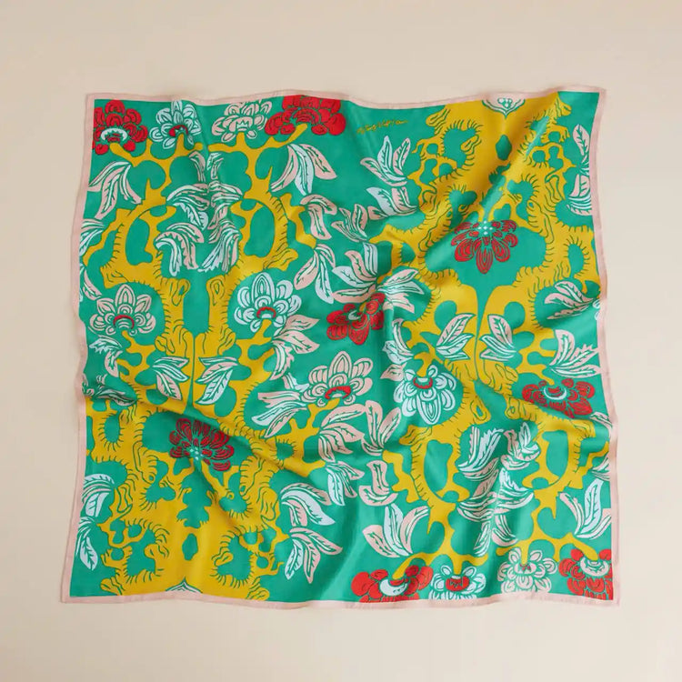 Garden of Youth Silk Scarf/ Green-Citron