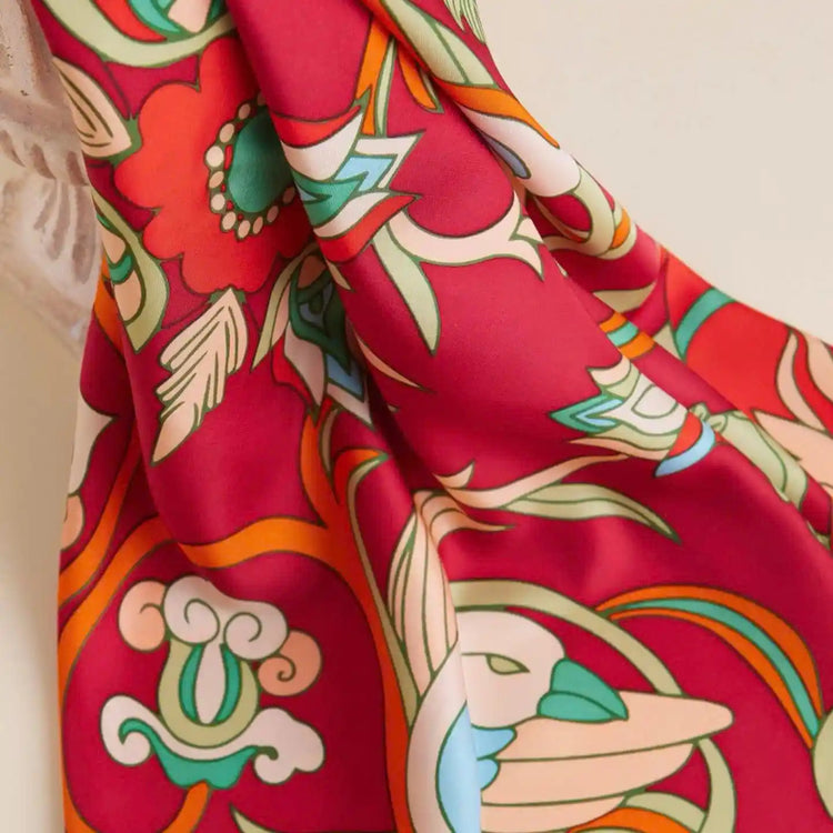 Phoenix Silk Scarf/ Fire Red