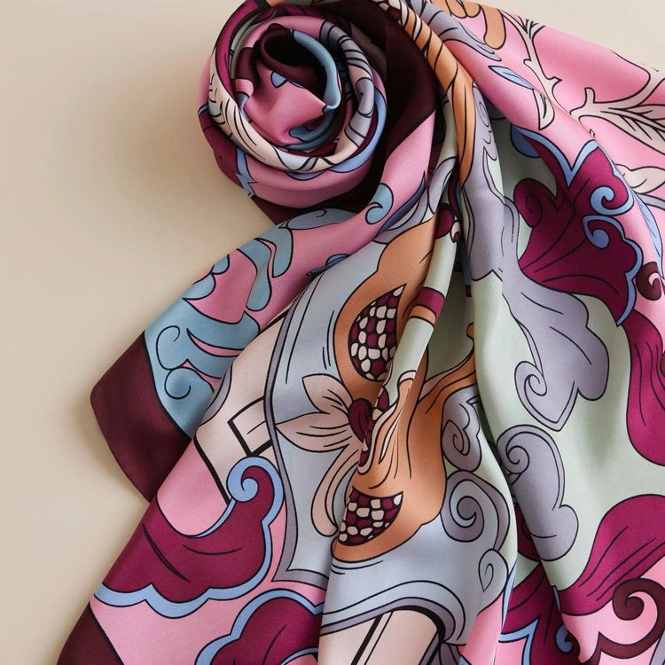 Buddha's Hand Silk Scarf/ Pink