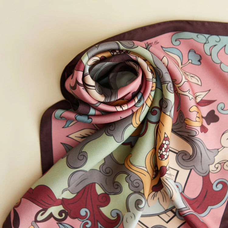 Buddha's Hand Silk Scarf/ Pink