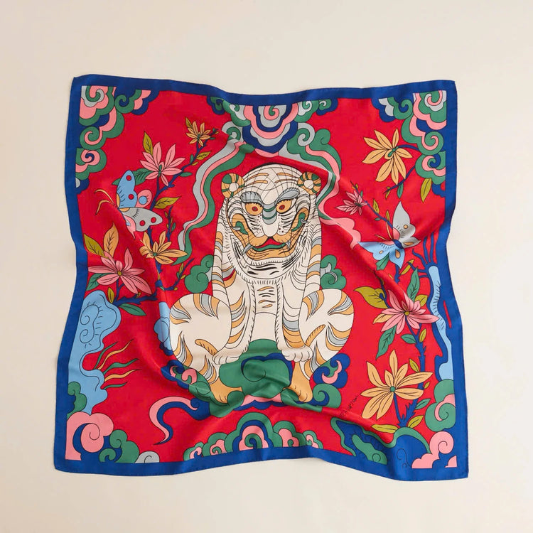 White Tiger Silk Scarf