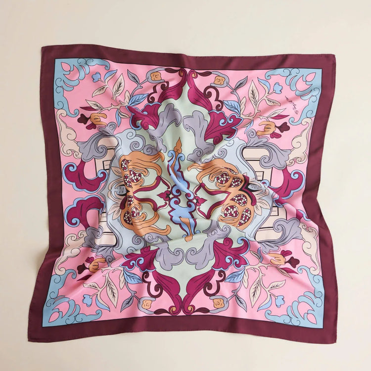 Buddha's Hand Silk Scarf/ Pink