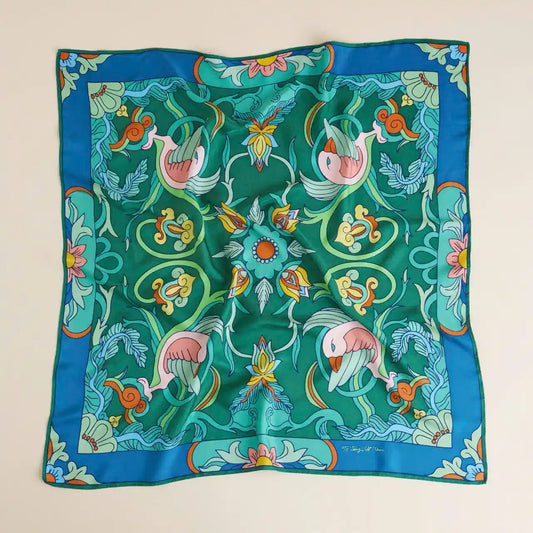 Phoenix Silk Scarf/ Forest Green