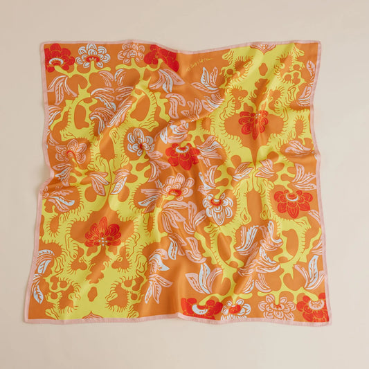 Garden of Youth Silk Scarf/ Shiny Amber