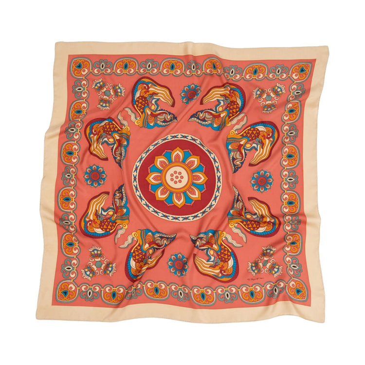Dragon’s Jade in Clouds Silk Scarf (100cm)