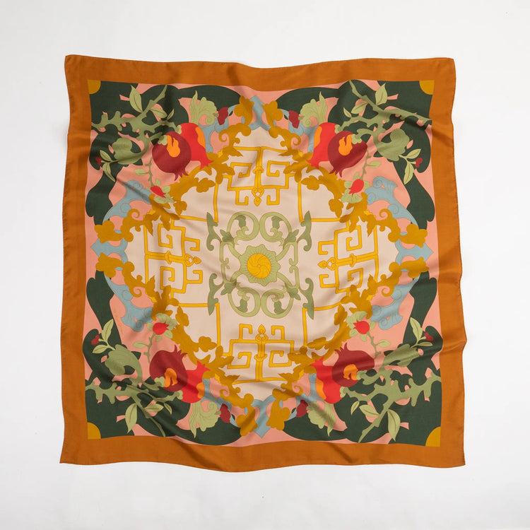 Pomegranate Blossom Silk Scarf