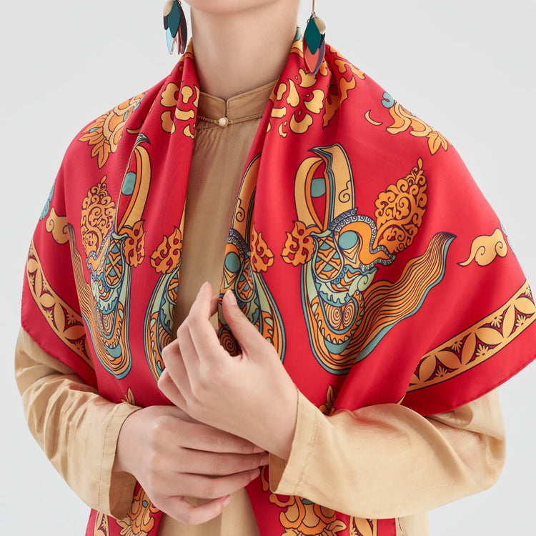 Phoenix in Clouds Silk Scarf (95cm)