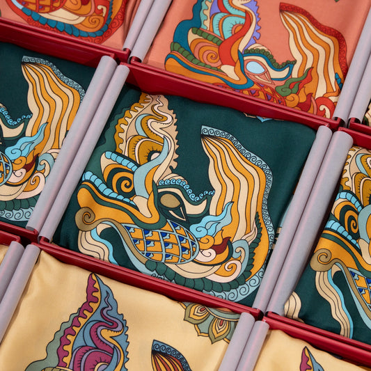 Dragon’s Jade in Clouds Silk Scarf (100cm)