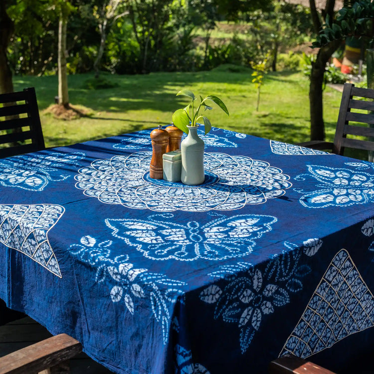 Indigo-Dyed Brocade Painting