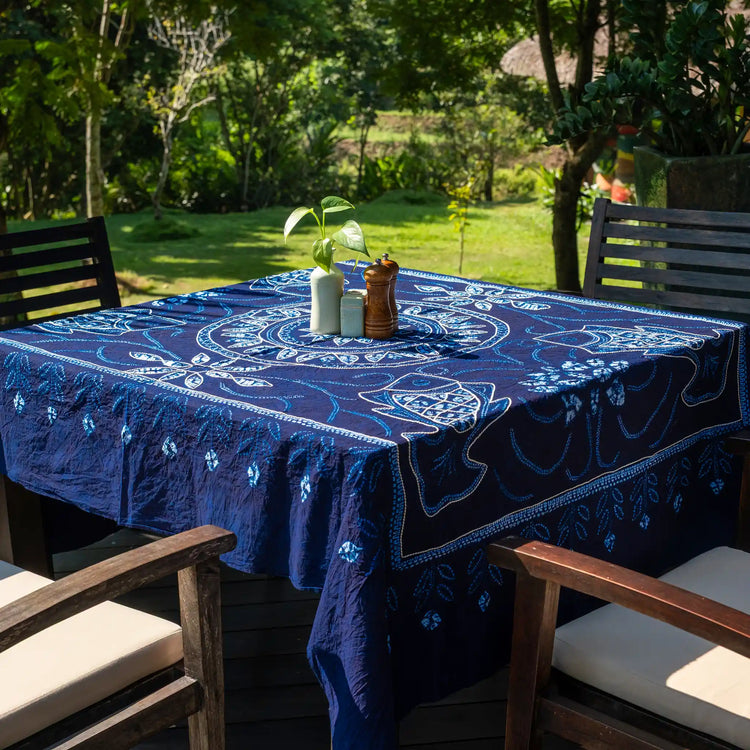 Indigo-Dyed Brocade Painting