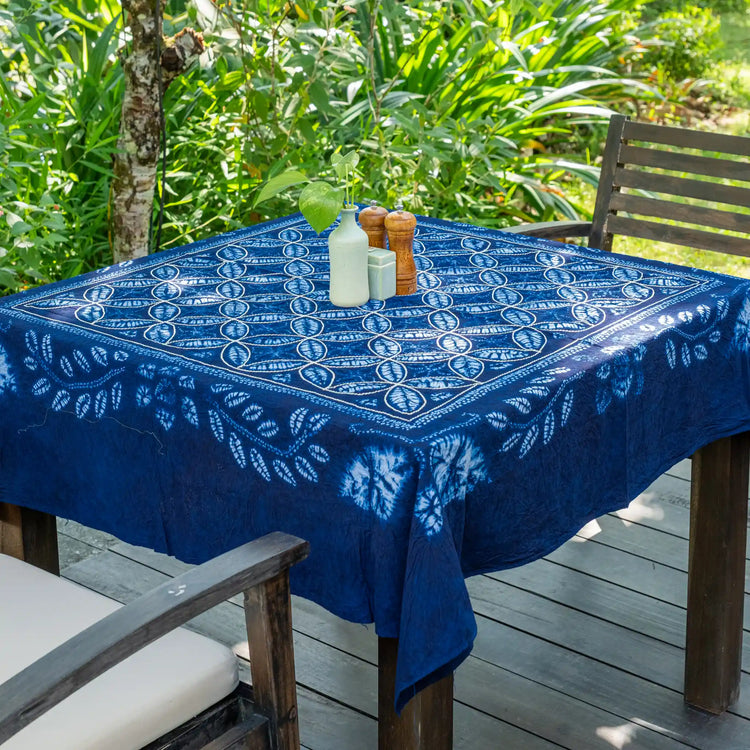 Indigo-Dyed Brocade Painting