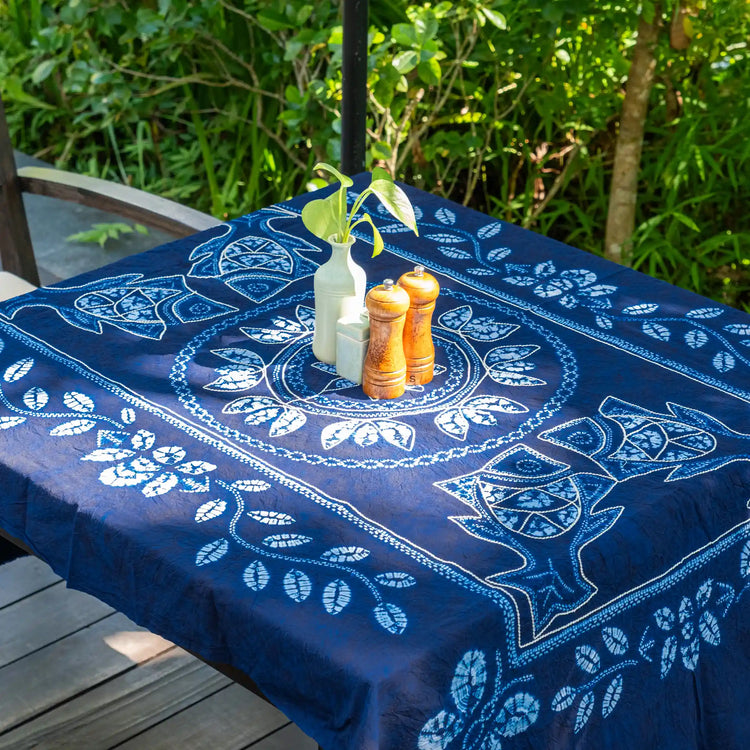 Indigo-Dyed Brocade Painting