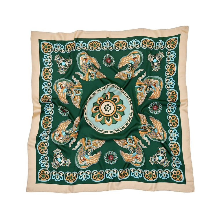 Dragon’s Jade in Clouds Silk Scarf (100cm)
