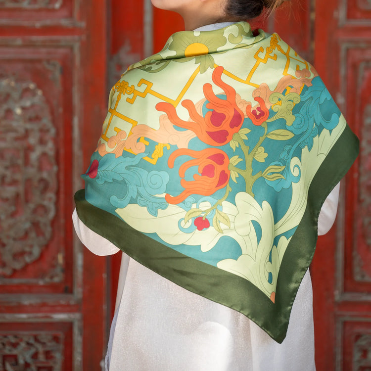 Serenity of Buddha's Hand Silk Scarf (70cm)
