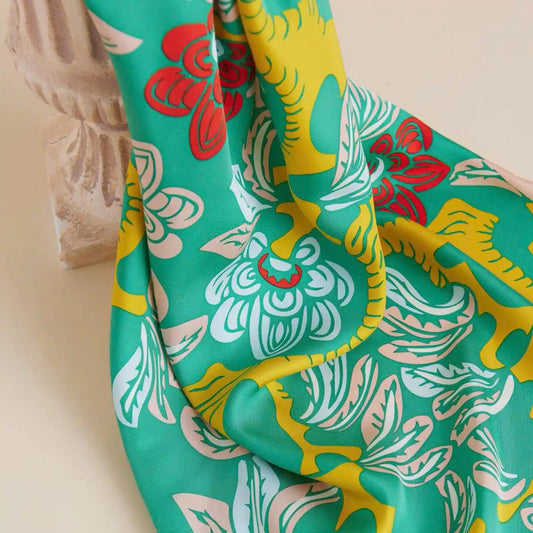 Garden of Youth Silk Scarf/ Green-Citron