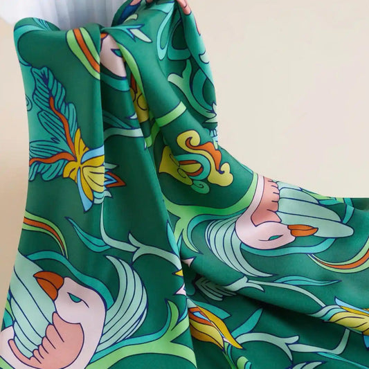 Phoenix Silk Scarf/ Forest Green