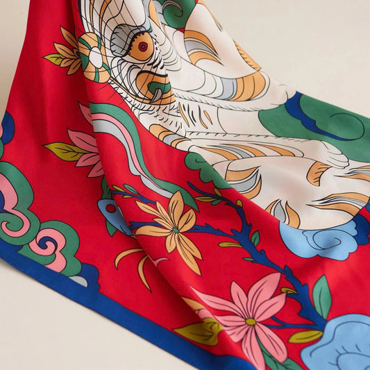 White Tiger Silk Scarf